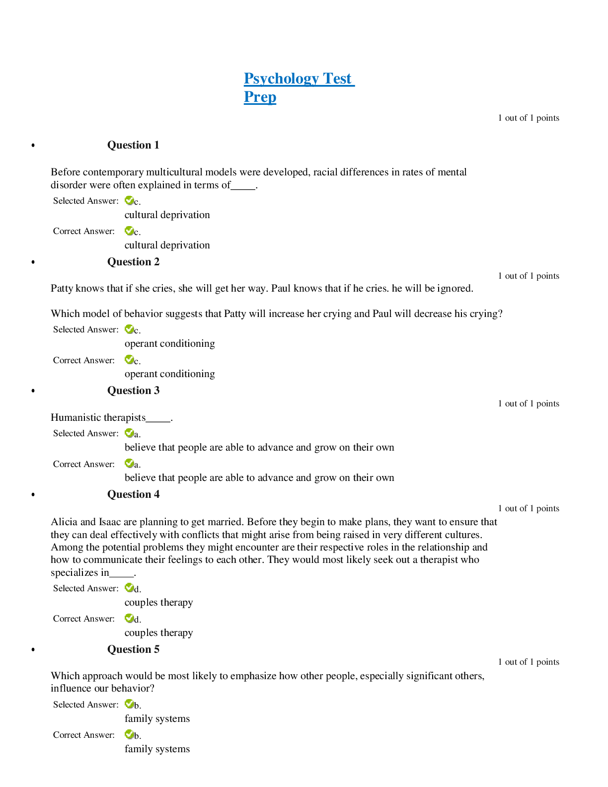 Preview image of Psychology 102-Q&A document